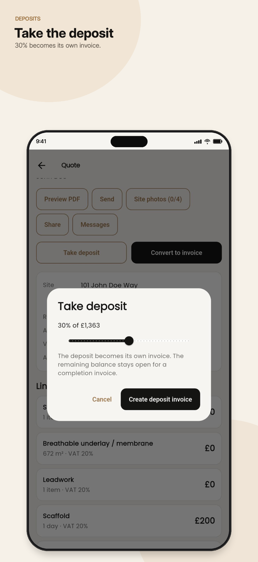 Roofer Quote: Take the deposit